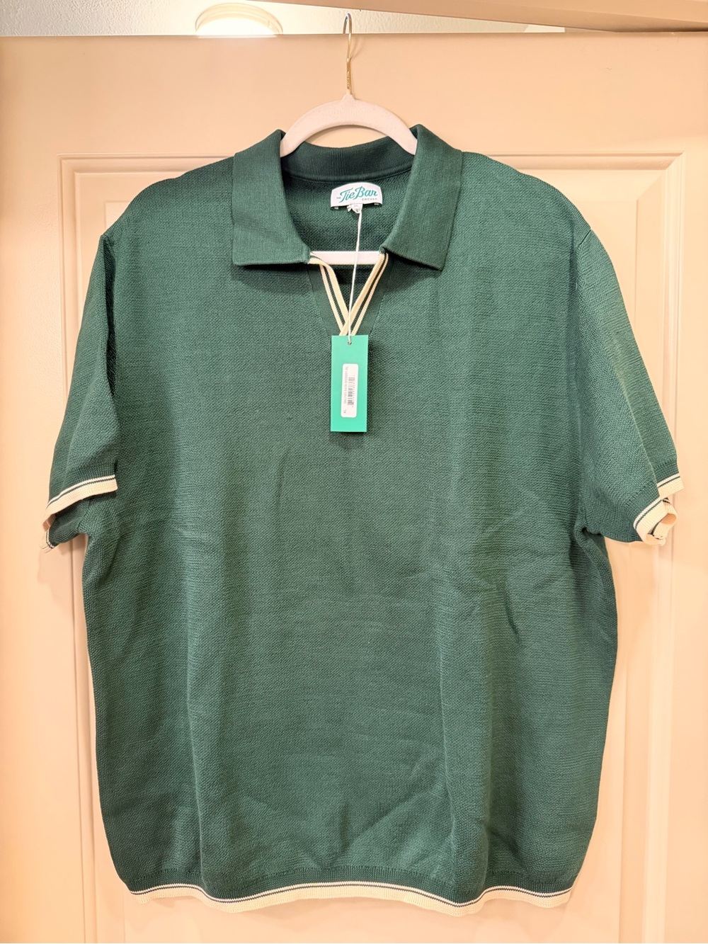 The Tie Bar Forest Green Polo with Cream Trim